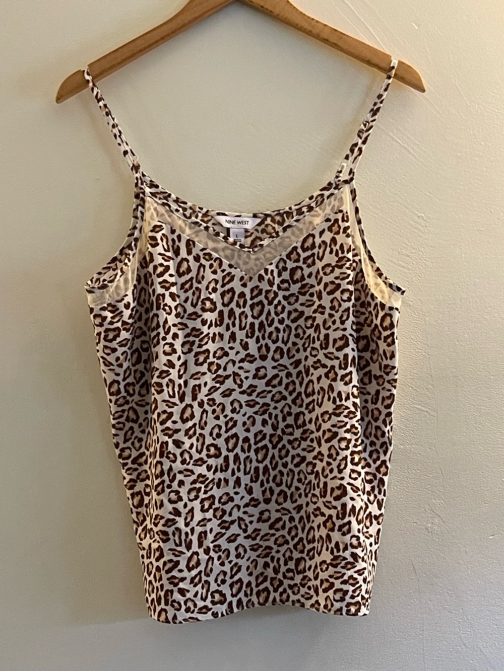 Nine West Leopard Print Satin Cami in Brown and Beige